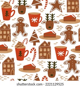 Patrón vectorial sin cable. Celebración de Navidad.