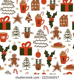 Seamless vector pattern. Christmas celebration.
