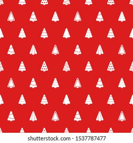 Seamless vector pattern for Christmas with cute little trees.