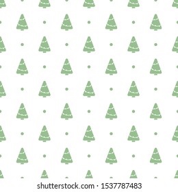 Seamless vector pattern for Christmas with cute little trees and dots.