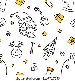 Seamless vector pattern Christmas element icons doodle background