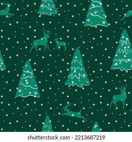 Seamless vector pattern Christmas forest, winter, Xmas, New Year, Christmas wrapping