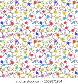 Seamless vector pattern with Christmas light, doodles
