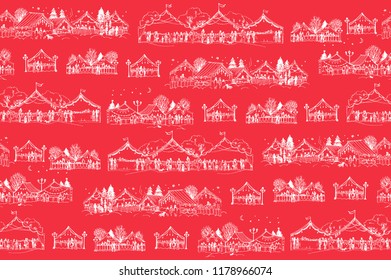 Seamless vector pattern with Christmas markets