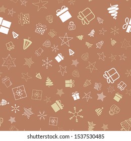 Seamless vector pattern for Christmas and New Year holidays. Snowflakes and stars colorful background.