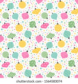 Seamless vector pattern with Christmas ornaments.
