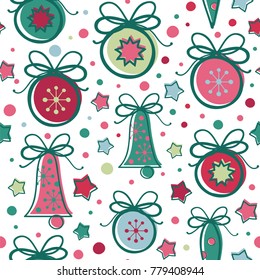 Seamless vector pattern with christmas ornaments.