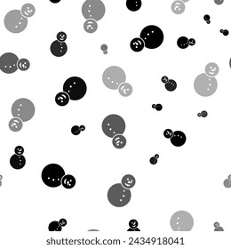 Seamless vector pattern with Christmas snowmans, creating a creative monochrome background with rotated elements. Vector illustration on white background