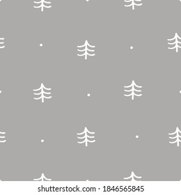 Seamless vector pattern with Christmas trees. Can be used for wallpaper, pattern fills, web page background, surface textures, gifts. Creative Hand Drawn textures for winter holidays.
