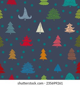 Seamless vector pattern with christmas trees