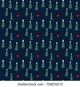 Seamless vector pattern with christmas trees. Fabric, texture, wrapping, kids design. New Year celebration.