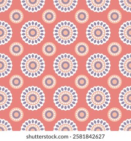 Seamless vector pattern with circle ethnic ornament. Decorative folk design for textile, fabric, wallpaper, paper and other surfaces.