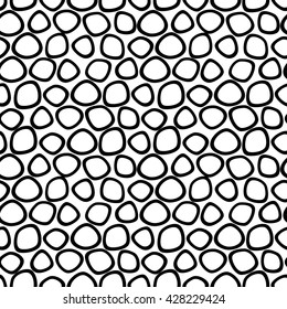 Seamless vector pattern with circles. Black and white abstract background with hand drawn elements. Decorative repeating ornament. 