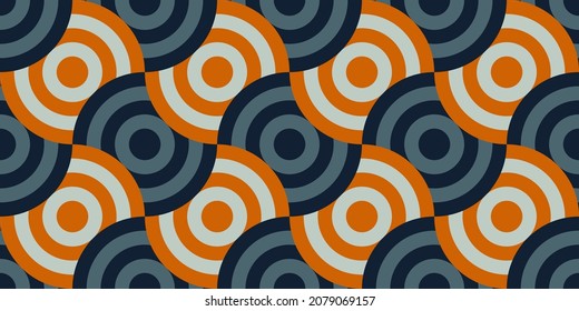 Seamless vector pattern. Circles. Optical illusions. Op Art backdrop. Modern template for fabric, textile or wrapping. Geometric ornament. Stylish background. Wallpapers. Pastel colors. 3D Tiles.