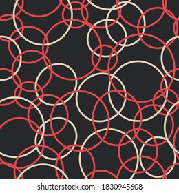 Seamless vector pattern with circles ovals on a black background in a flat style Designs suitable for wallpaper, decor, textiles, factories, kitchen and parenting rooms, T-shirts and clothing printing