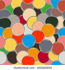 seamless vector pattern with circles of the same size in different colors arranged chaotically