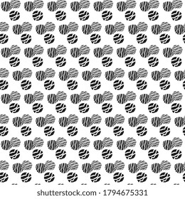 Seamless vector pattern with circles and zigzag threads, Black, gray and white design for surface, packaging, print, fabric, wallpaper, wrapping paper.