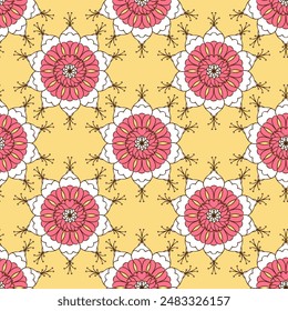 Seamless vector pattern with circular drawn ornament. Decorative print for textiles, fabrics, wallpaper and other surfaces.