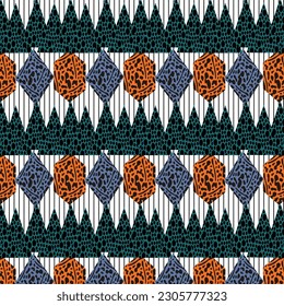 Seamless vector pattern clash on white background with vertical stripes.