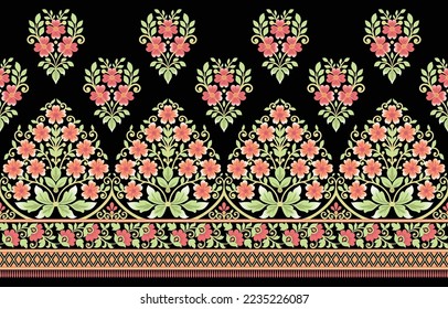Seamless vector pattern with classic vintage ornament. Floral design for printing on textiles or wallpaper.