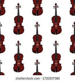 
Seamless vector pattern of classical violins on an isolated white background.