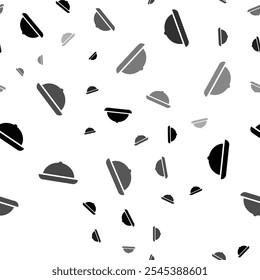 Padrão de vetor contínuo com símbolos cloche, criando um plano de fundo monocromático criativo com elementos girados. Ilustração vetorial sobre fundo branco