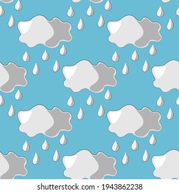Seamless vector pattern with cloud and rain