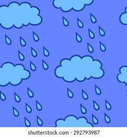 Seamless vector pattern with clouds and drops