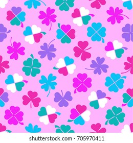 Seamless vector pattern with clover leaves. Nice vector background, perfect for wallpaper, wrapping paper or textile.