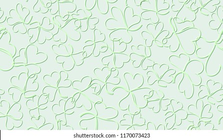 Seamless vector pattern of the clover's meadow.  Light green background