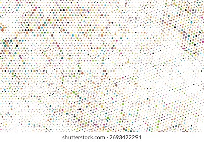 Patrón de Vector sin fisuras de puntos abstractos cmyk sobre un fondo claro para el Fondo de pantalla moderno o diseño de ilustración de Navidades festivas, fondo abstracto con puntos coloridos, punto radial semitono CMYK