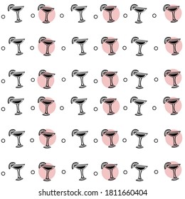 Seamless vector pattern with 
cocktail. design of wrapping paper, textile, print. Doodle style. 
