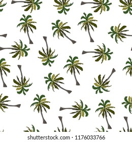 Seamless vector pattern of coconut palms on white background