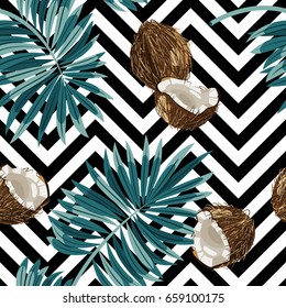 Seamless vector pattern of coconuts.