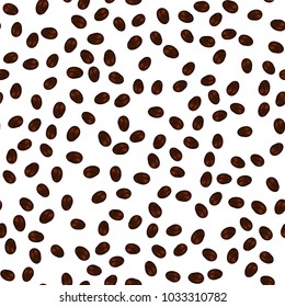 Seamless vector pattern "Coffee beans". Brown grains on a white background. The background can be made of any color. Design of packaging paper, textiles, wallpaper, background.
