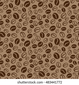 Seamless  vector pattern with coffee beans. Repeating seamless coffee beans background for textile print, wrapping paper, package, scrapbooking.