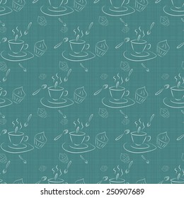 Seamless vector pattern with coffee and cakes