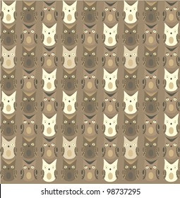 Seamless vector pattern with coffee owls 