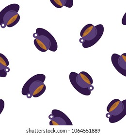 Seamless vector pattern with coffee or tea purple cups on a white background.