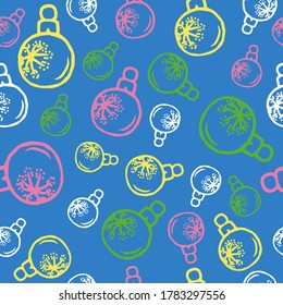seamless vector pattern with color balls in the blue background