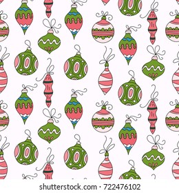 Seamless vector pattern with color Christmas balls.  Winter llustration for modern designs.