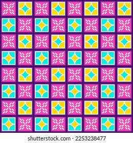 Seamless vector pattern of color geometric checkerboard checkered texture.