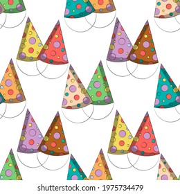Seamless vector pattern with color holiday cap