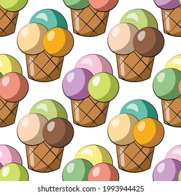 Seamless vector pattern with color ice cream