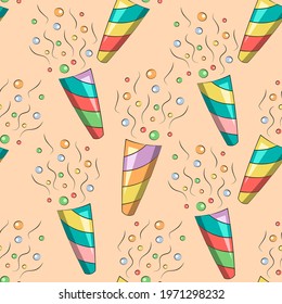 Seamless vector pattern with color Party cracker