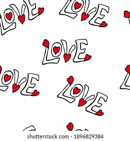 Seamless vector pattern with color sign Love