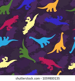 
Seamless vector pattern with colored dinosaurs.