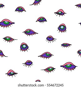Seamless vector pattern with colored eyes for textile, ceramics, fabric, print, cards, wrapping