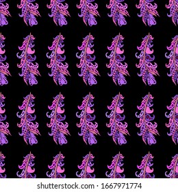 seamless vector pattern with colored fluffy feathers