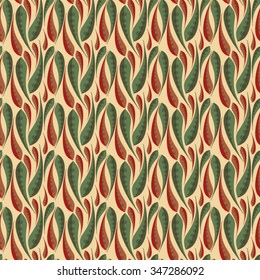 seamless vector pattern with colored pods of beans on beige background